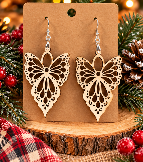 Laser Cut Wooden Earrings