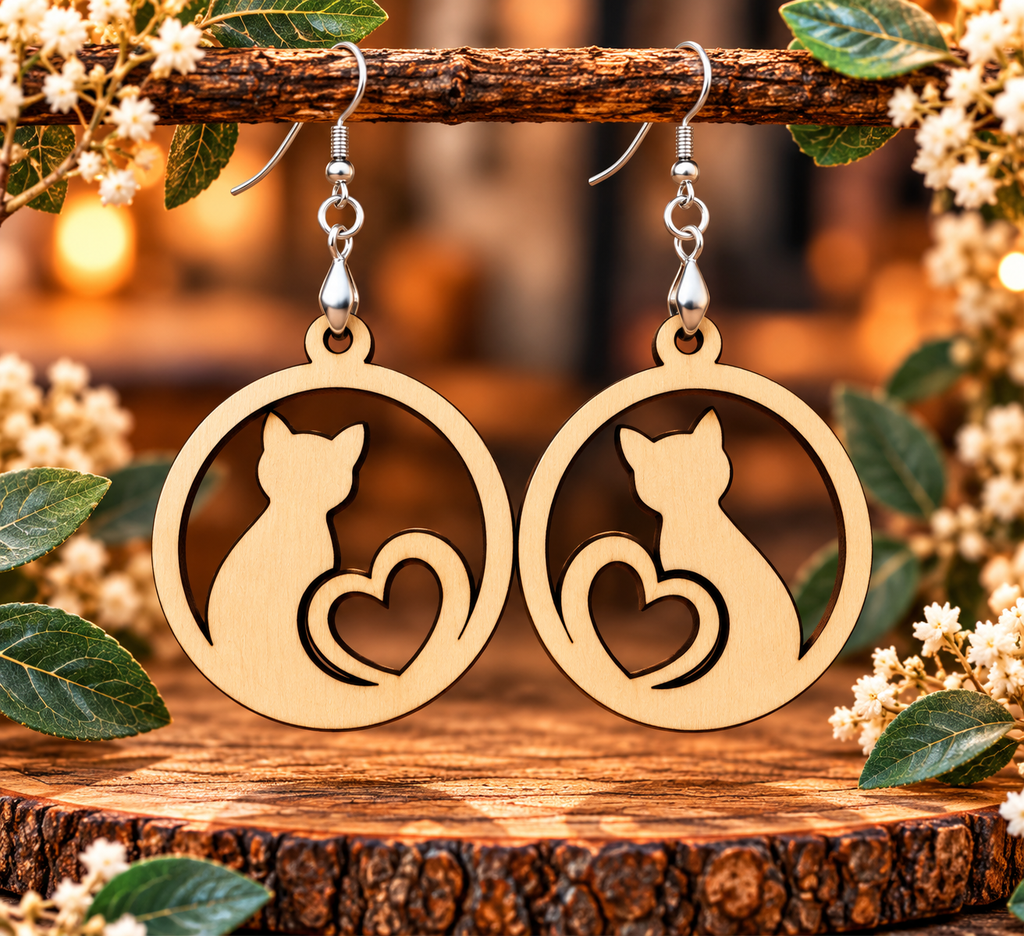 Laser Cut Wooden Earrings