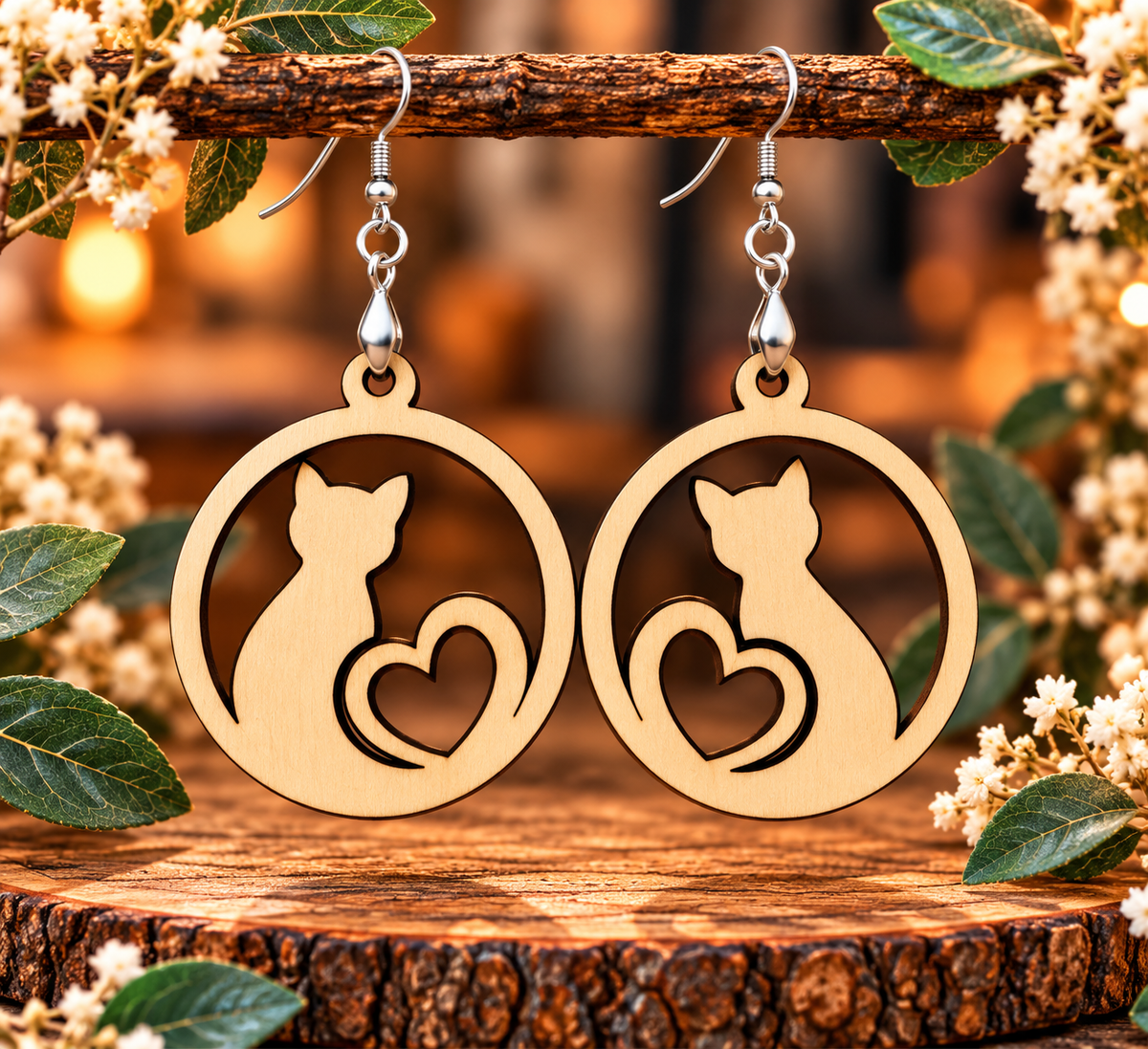 Laser Cut Wooden Earrings