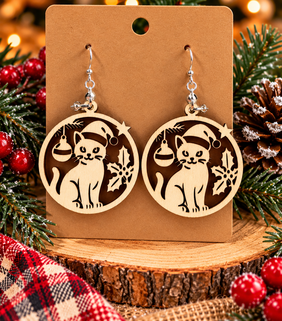 Laser Cut Wooden Earrings