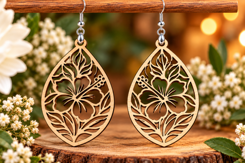 Laser Cut Wooden Earrings