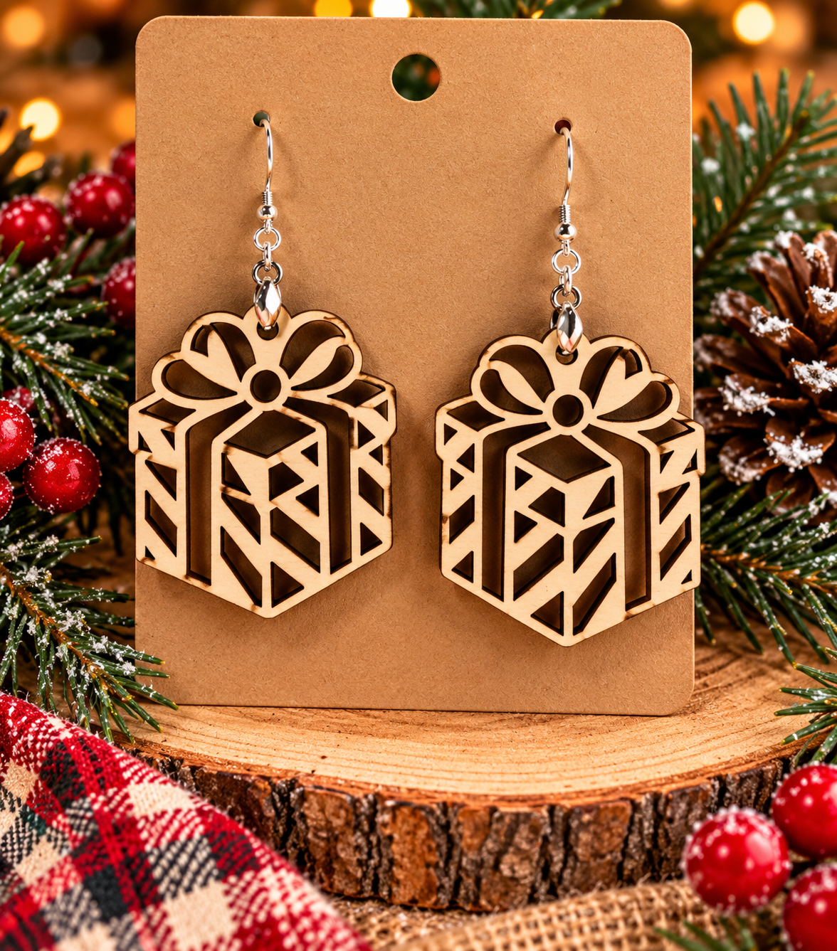 Laser Cut Wooden Earrings