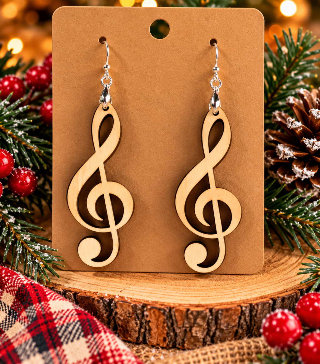 Laser Cut Wooden Earrings