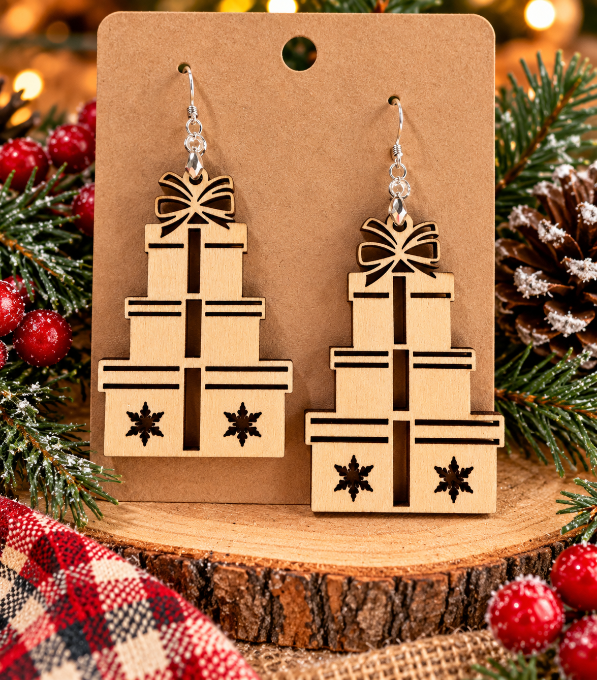 Laser Cut Wooden Earrings