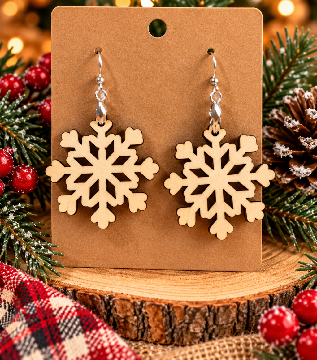 Laser Cut Wooden Earrings